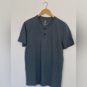 AMERICAN GIANT- PREMIUM SLUB HENLEY TEE SHORT SLEEVE, small, Grey Blue